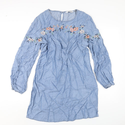 Dorothy Perkins Womens Blue Lyocell A-Line Size 14 Round Neck Pullover