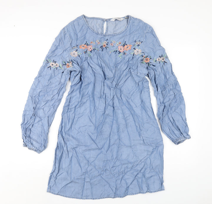 Dorothy Perkins Womens Blue Lyocell A-Line Size 14 Round Neck Pullover