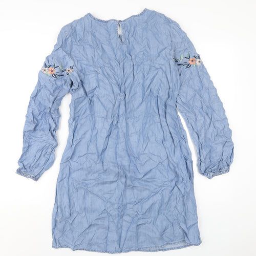 Dorothy Perkins Womens Blue Lyocell A-Line Size 14 Round Neck Pullover