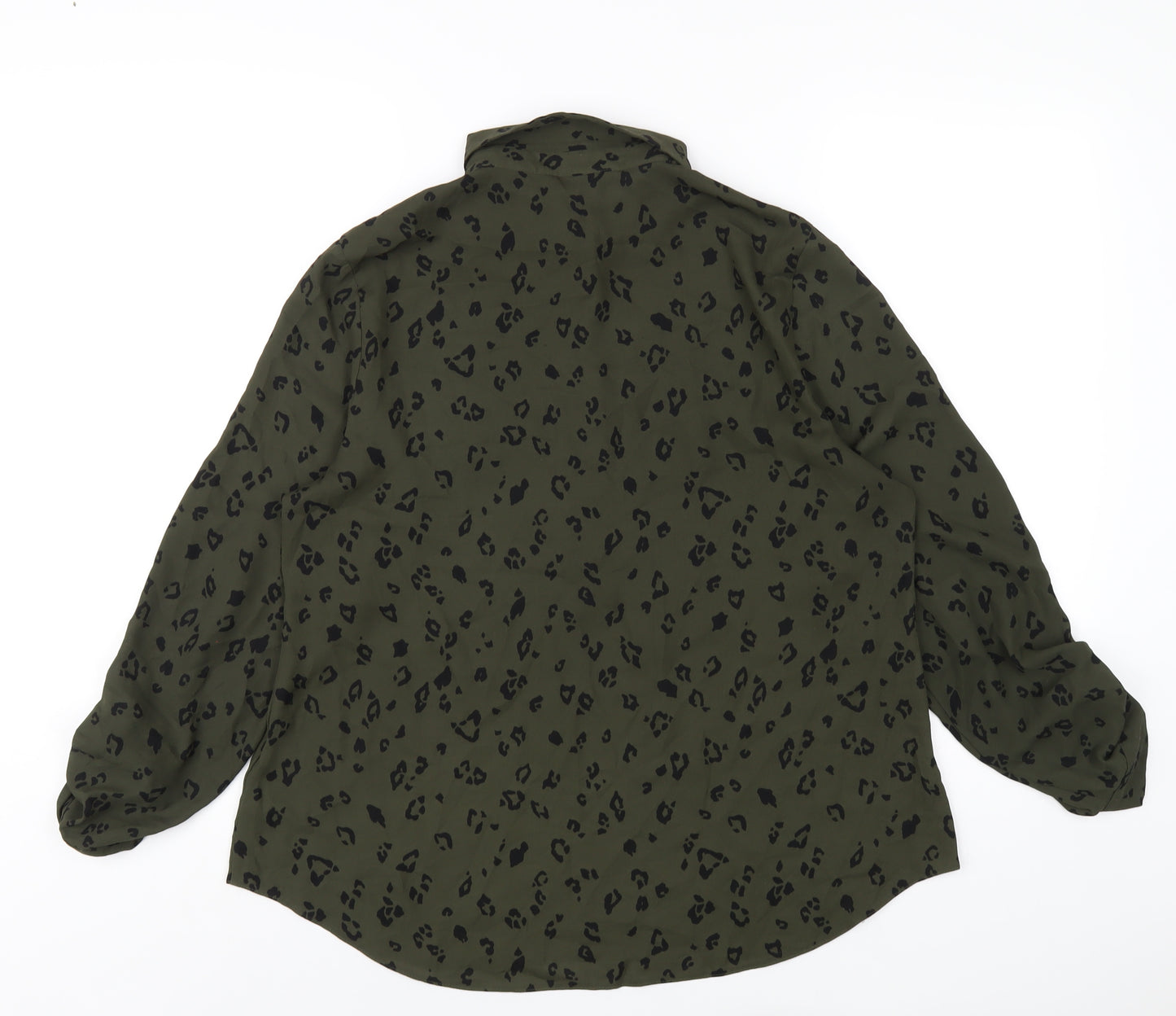 Dorothy Perkins Womens Green Geometric Polyester Basic Blouse Size 14 Collared