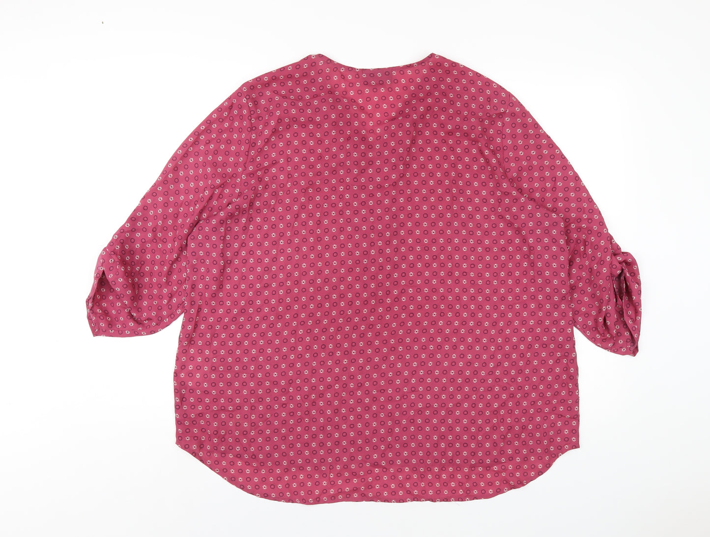 Yessica Womens Pink Geometric Polyester Basic Blouse Size 20 V-Neck