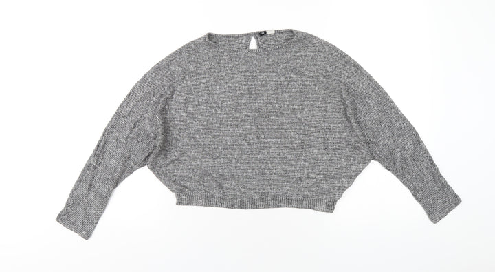 BDG Womens Grey Viscose Cropped T-Shirt Size M Round Neck