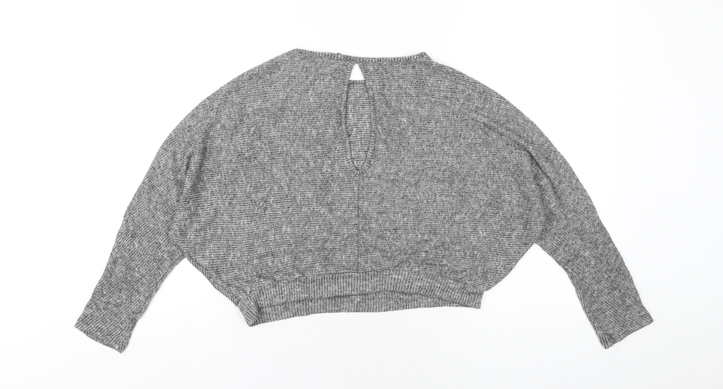 BDG Womens Grey Viscose Cropped T-Shirt Size M Round Neck