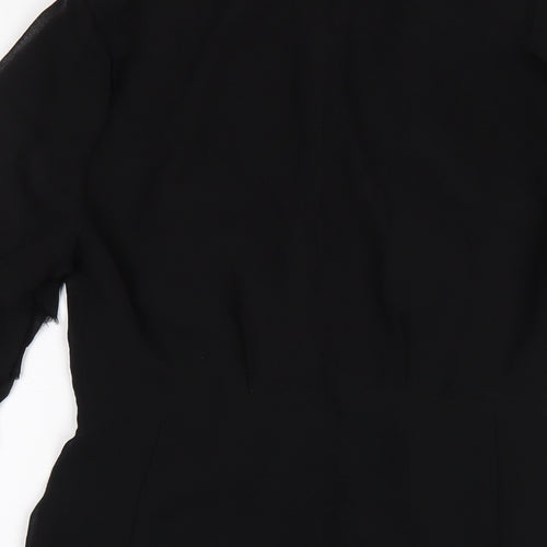 Topshop Womens Black Polyester A-Line Size 10 V-Neck Zip
