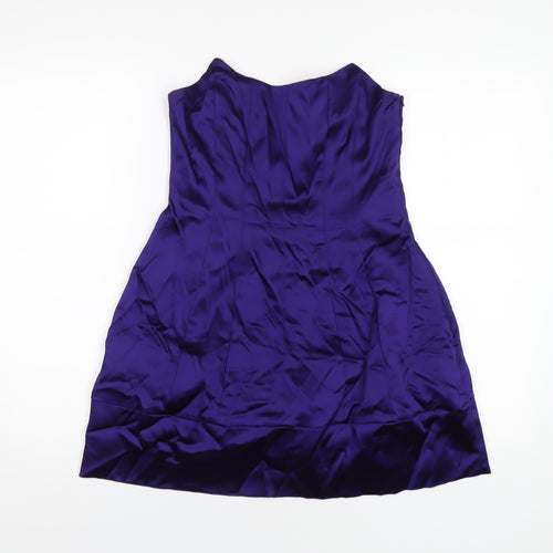 Oasis Womens Purple Acetate A-Line Size 12 Scoop Neck Zip