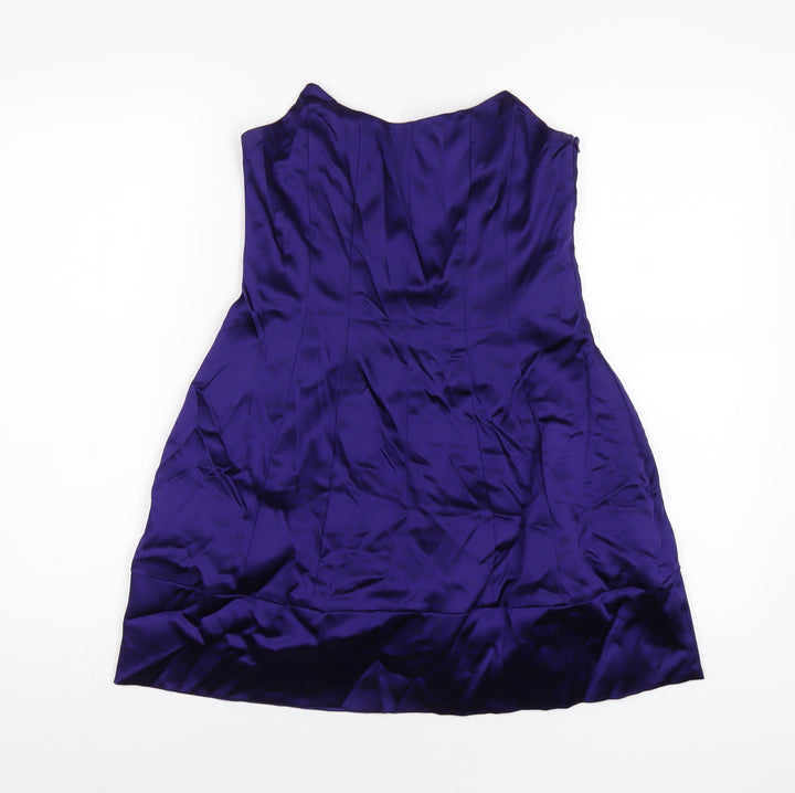 Oasis Womens Purple Acetate A-Line Size 12 Scoop Neck Zip