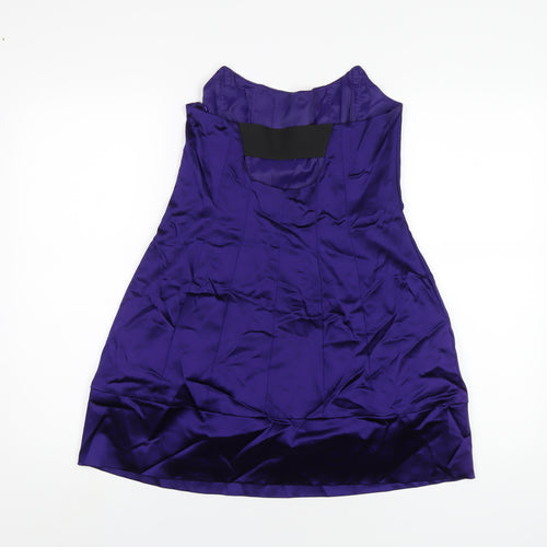 Oasis Womens Purple Acetate A-Line Size 12 Scoop Neck Zip