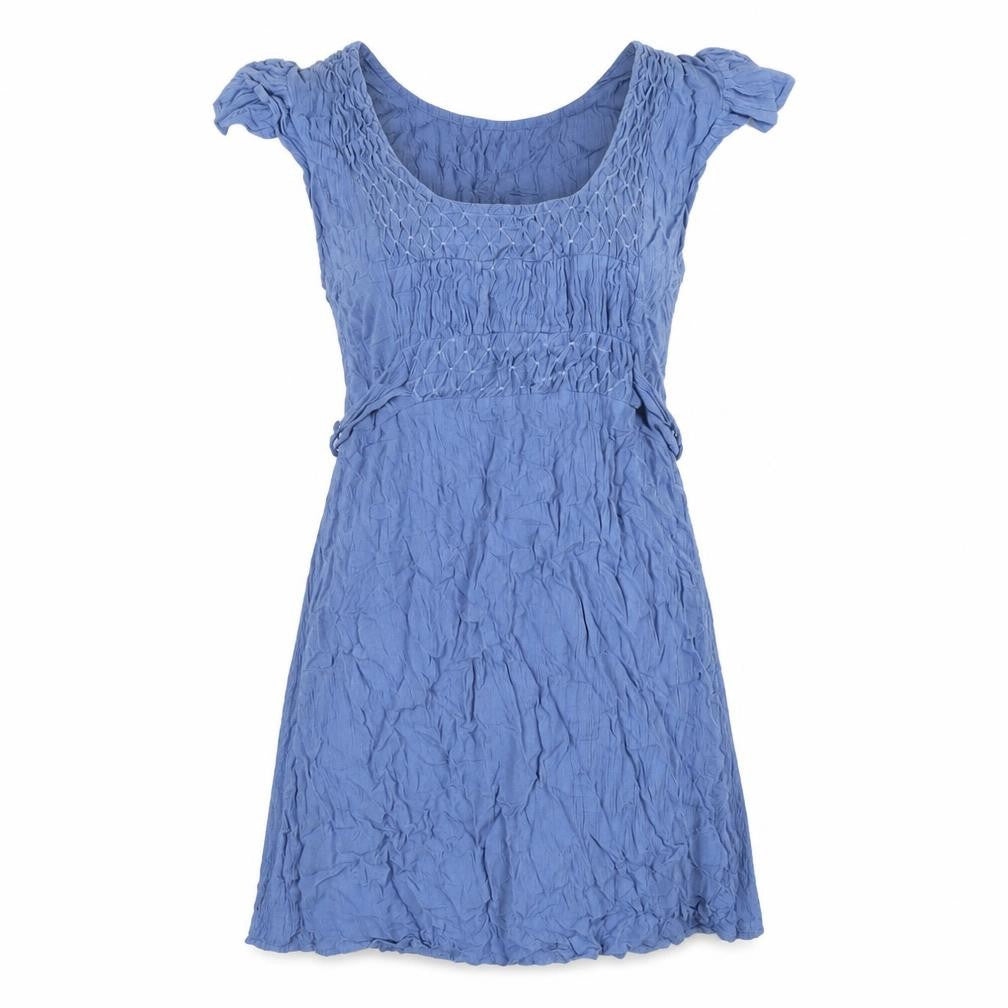 Front view of Topshop women’s blue viscose a-line, size UK 10, square neck pullover