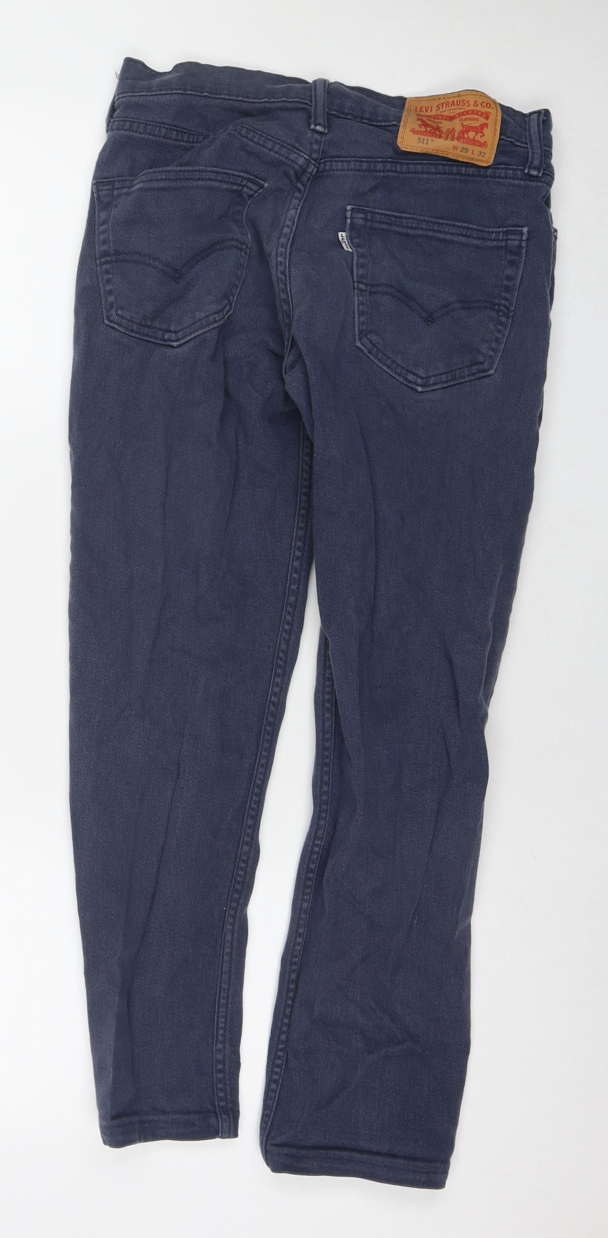 Levi's Mens Blue Cotton Straight Jeans Size 29 in L32 in Regular Zip