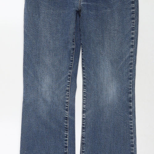 Per Una Womens Blue Cotton Bootcut Jeans Size 12 L28 in Regular Zip