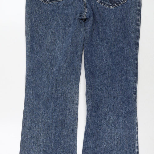 Per Una Womens Blue Cotton Bootcut Jeans Size 12 L28 in Regular Zip
