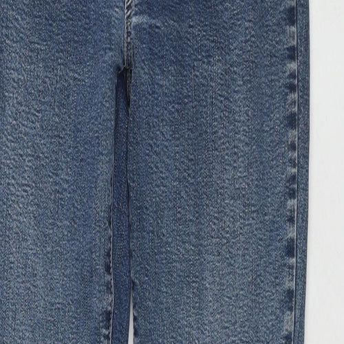 Per Una Womens Blue Cotton Bootcut Jeans Size 12 L28 in Regular Zip