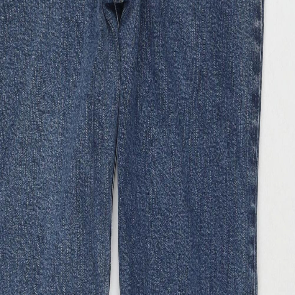 Per Una Womens Blue Cotton Bootcut Jeans Size 12 L28 in Regular Zip