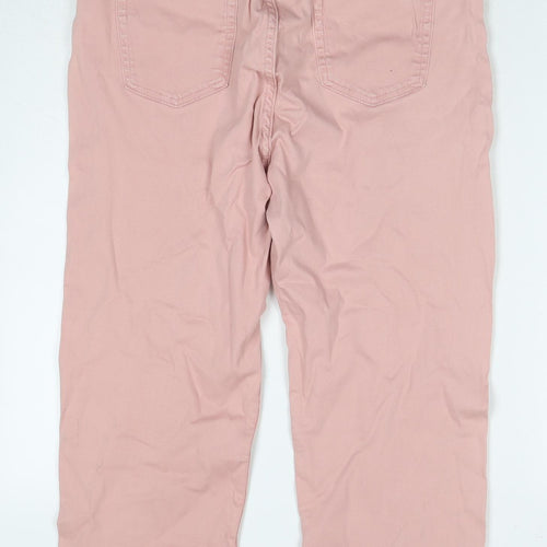 Principles Womens Pink Cotton Cropped Jeans Size 16 L22 in Regular Zip