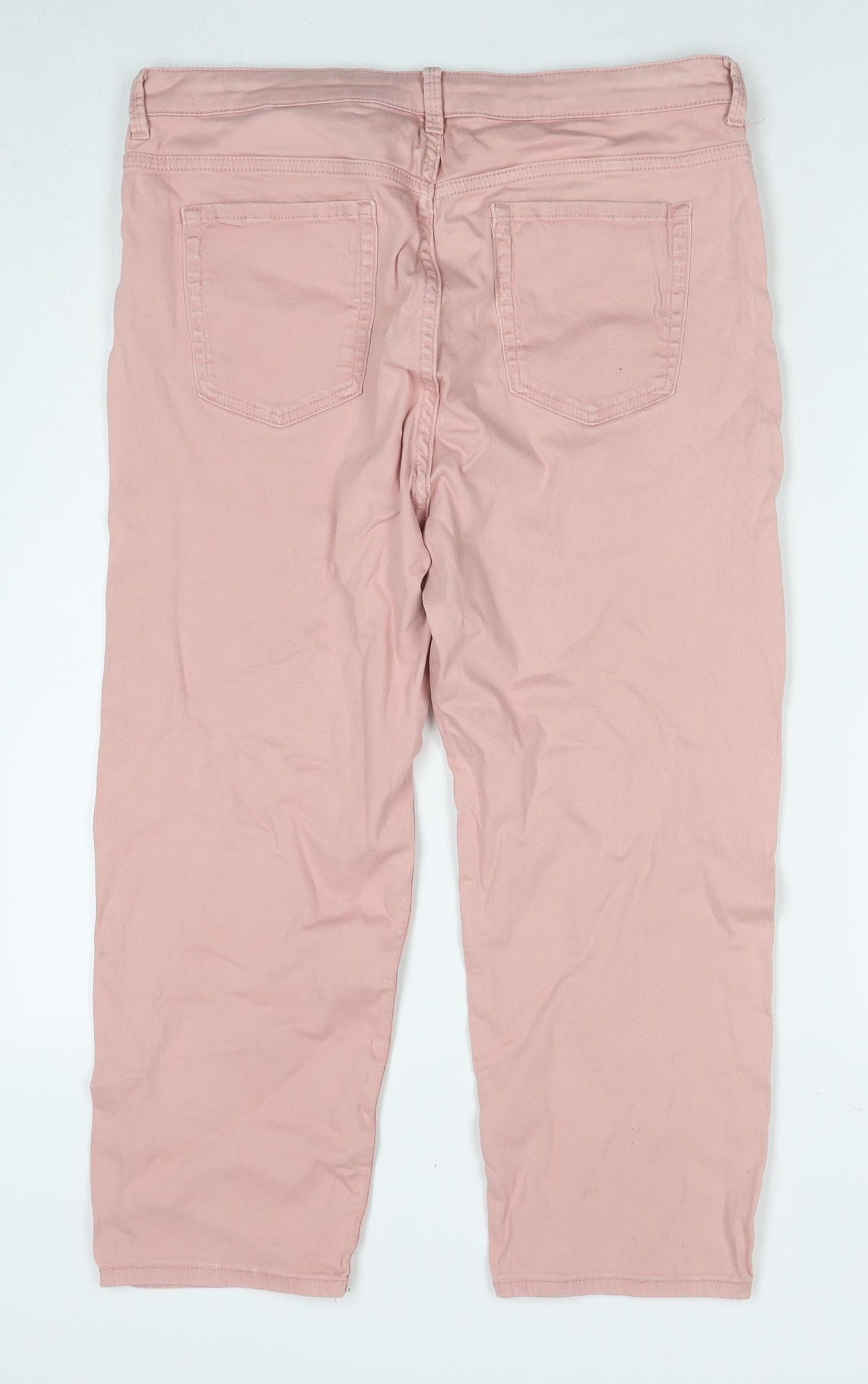 Principles Womens Pink Cotton Cropped Jeans Size 16 L22 in Regular Zip