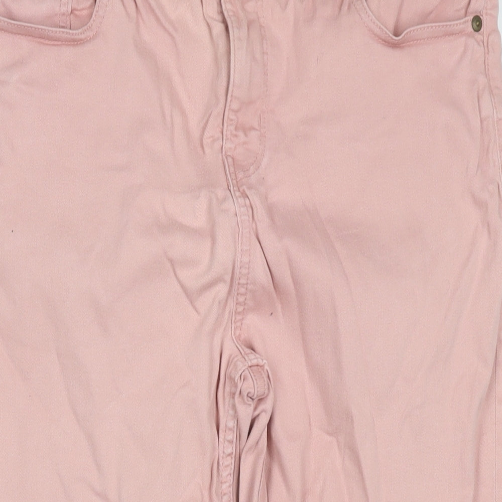 Principles Womens Pink Cotton Cropped Jeans Size 16 L22 in Regular Zip