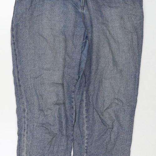 H&M Womens Blue Cotton Straight Jeans Size 6 L26 in Regular Zip