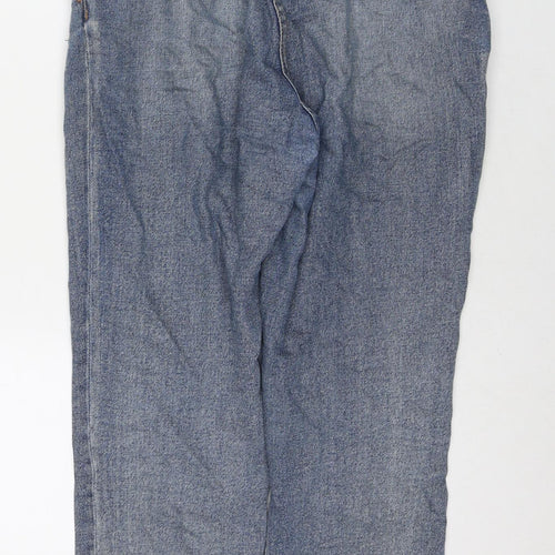 H&M Womens Blue Cotton Straight Jeans Size 6 L26 in Regular Zip