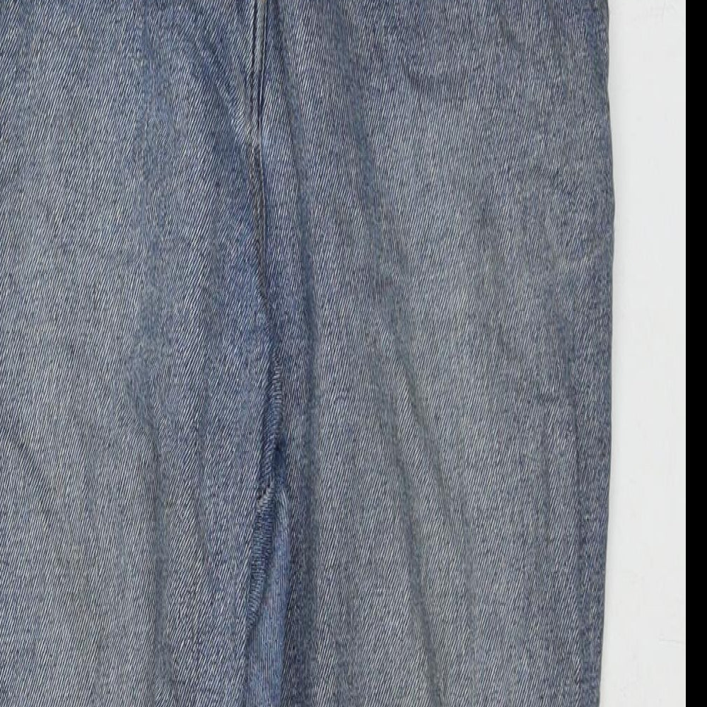 H&M Womens Blue Cotton Straight Jeans Size 6 L26 in Regular Zip