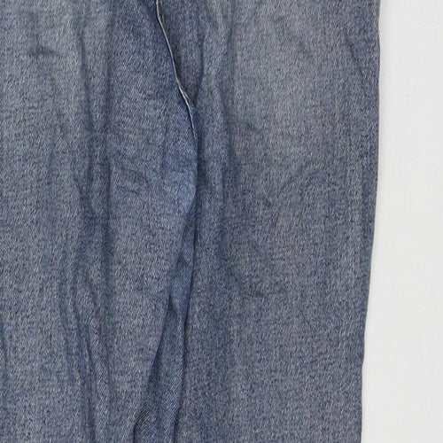 H&M Womens Blue Cotton Straight Jeans Size 6 L26 in Regular Zip