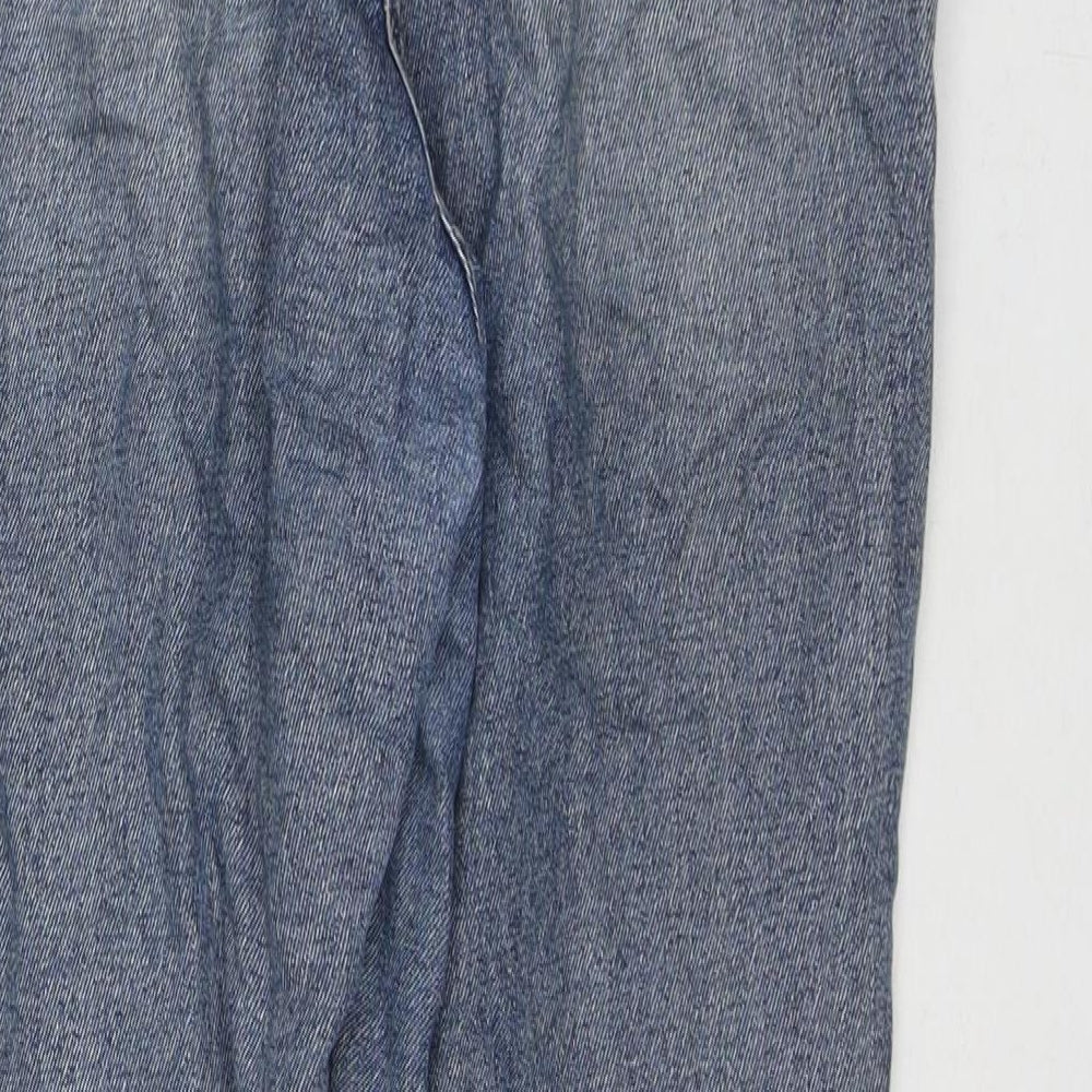 H&M Womens Blue Cotton Straight Jeans Size 6 L26 in Regular Zip