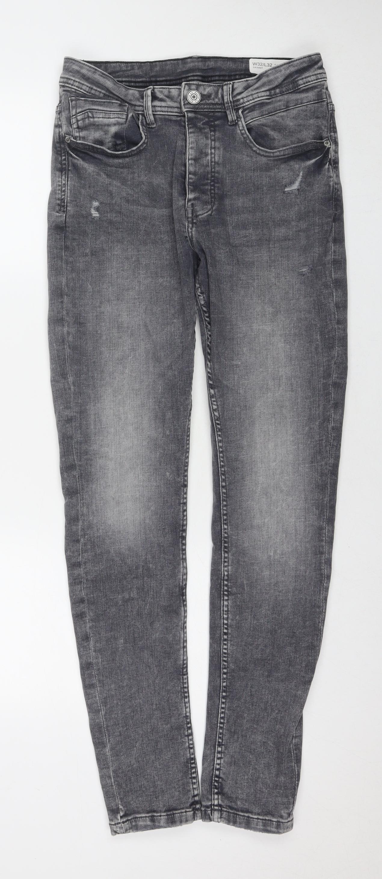 Denim & Co. Mens Blue Cotton Skinny Jeans Size 32 in L32 in Regular Zip