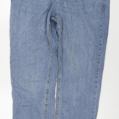 Denim & Co. Womens Blue Cotton Straight Jeans Size 32 in L30 in Regular Zip