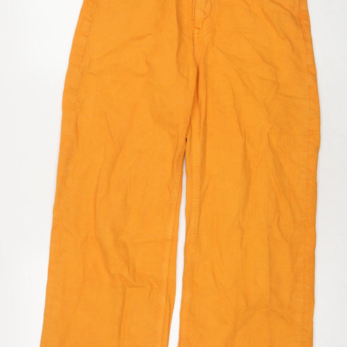 Denim & Co. Womens Orange Cotton Blend Wide-Leg Jeans Size 28 in L27 in Regular Zip