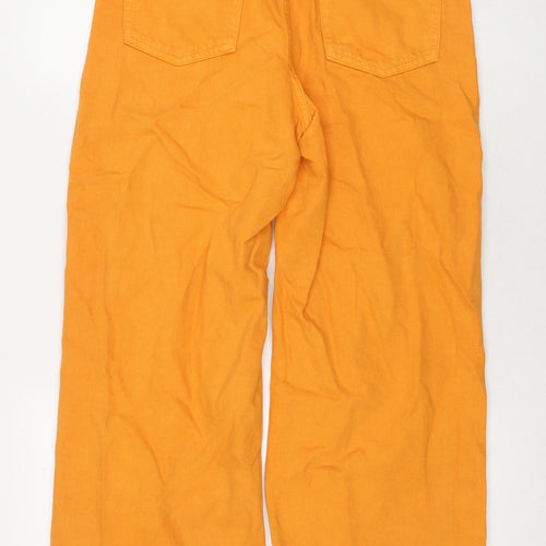 Denim & Co. Womens Orange Cotton Blend Wide-Leg Jeans Size 28 in L27 in Regular Zip
