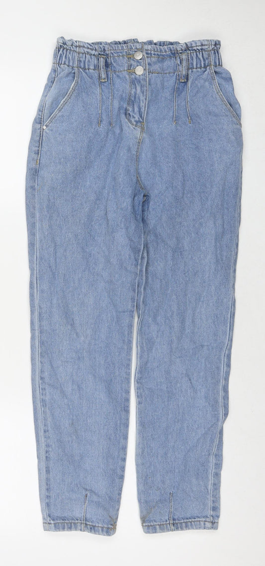 Matalan Girls Blue Cotton Straight Jeans Size 12 Years L25 in Regular Zip