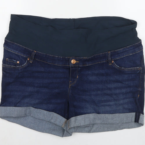 H&M Womens Blue Cotton Mom Shorts Size XL L3 in Regular Zip