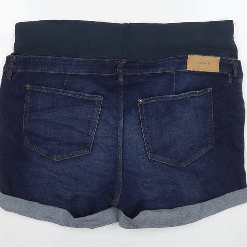 H&M Womens Blue Cotton Mom Shorts Size XL L3 in Regular Zip