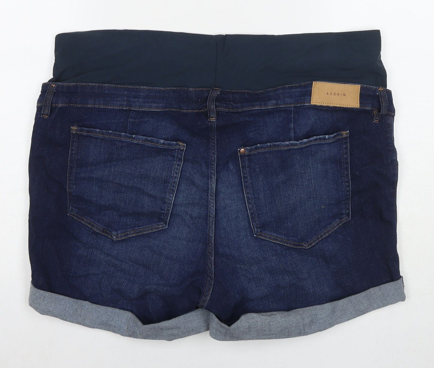 H&M Womens Blue Cotton Mom Shorts Size XL L3 in Regular Zip