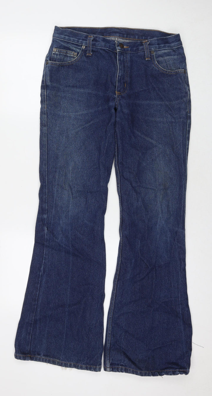 Atom's Womens Blue Cotton Flared Jeans Size 32 in L32 in Regular Zip