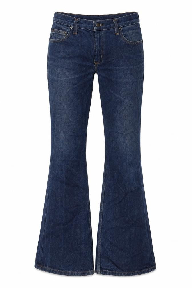Atom's Womens Blue Cotton Flared Jeans Size 32 in L32 in Regular Zip