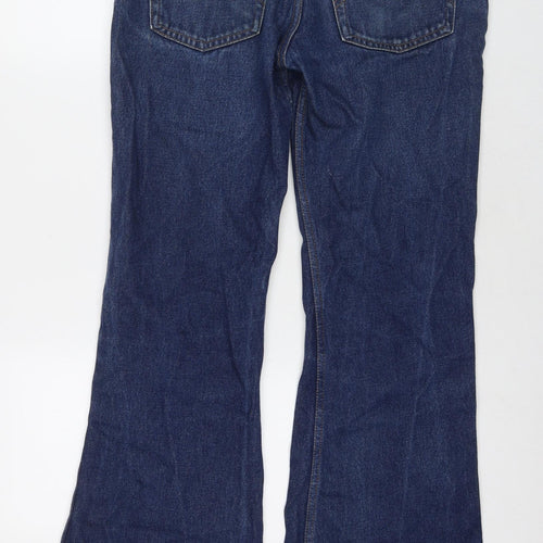 Atom's Womens Blue Cotton Flared Jeans Size 32 in L32 in Regular Zip