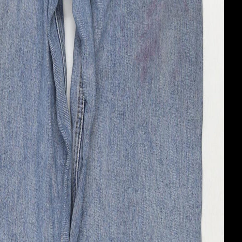 PRETTYLITTLETHING Womens Blue Cotton Mom Jeans Size 6 L28 in Regular Zip