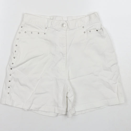 For Women Womens White Cotton Skimmer Shorts Size 10 L6 in Regular Zip