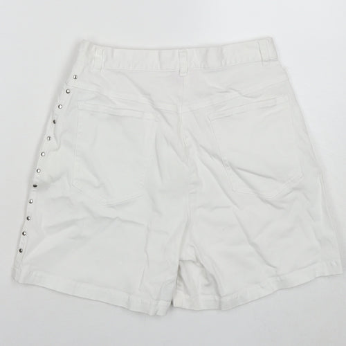 For Women Womens White Cotton Skimmer Shorts Size 10 L6 in Regular Zip