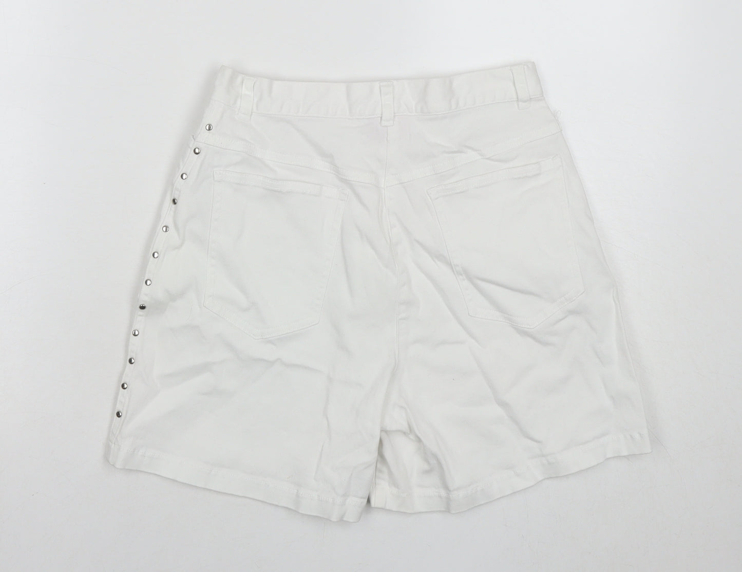 For Women Womens White Cotton Skimmer Shorts Size 10 L6 in Regular Zip