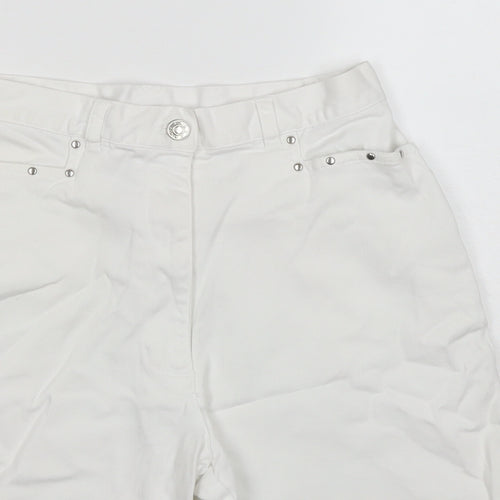 For Women Womens White Cotton Skimmer Shorts Size 10 L6 in Regular Zip