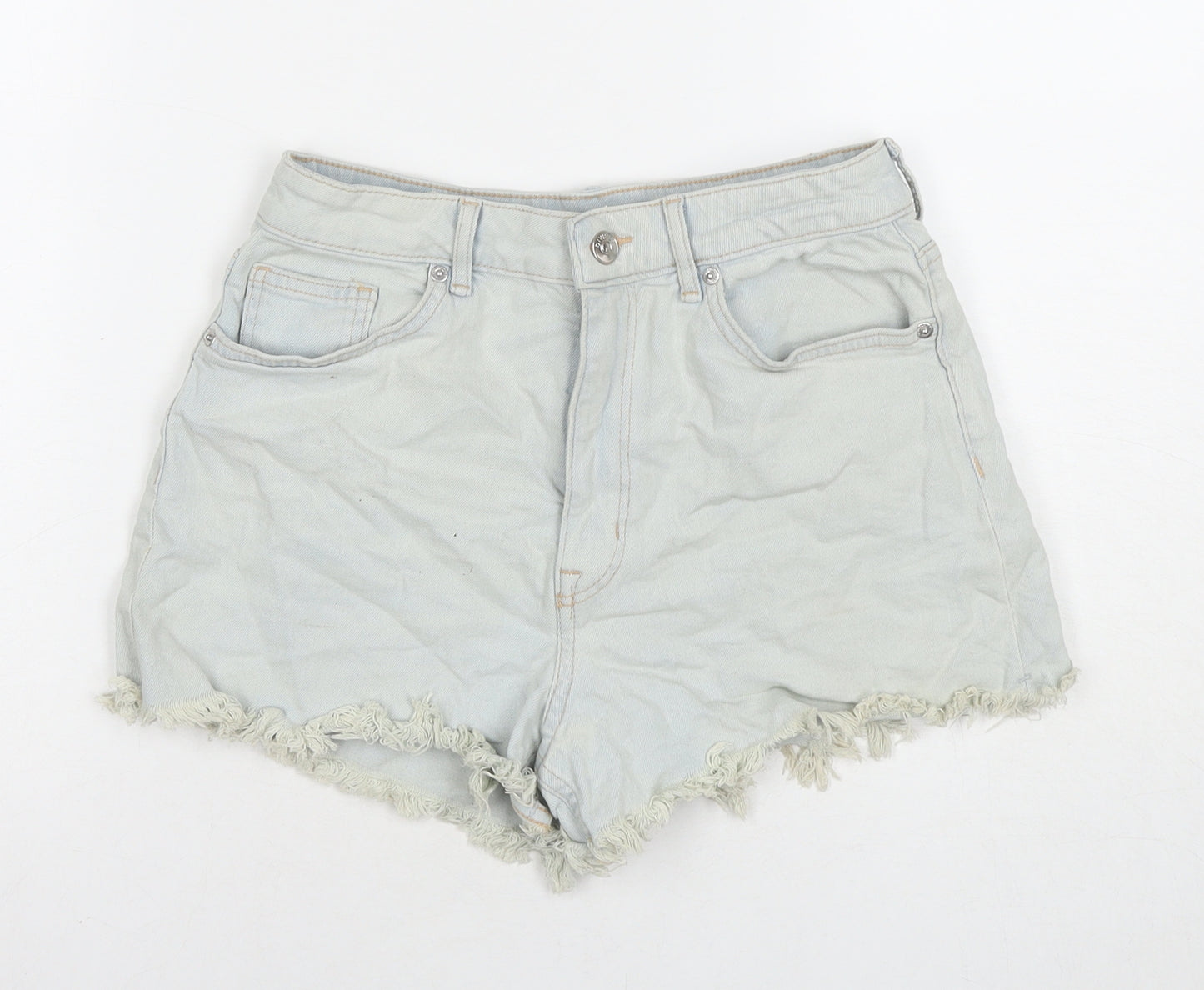 Divided by H&M Womens Blue Cotton Hot Pants Shorts Size 10 L3 in Regular Zip