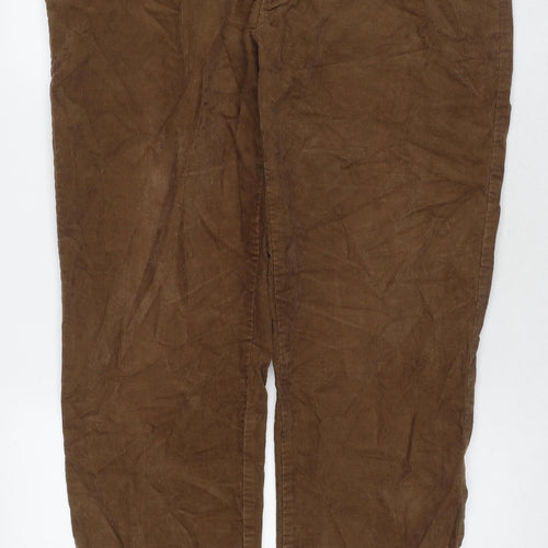 Marks and Spencer Mens Brown Cotton Trousers Size 38 in L31 in Regular Zip