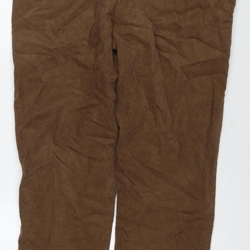 Marks and Spencer Mens Brown Cotton Trousers Size 38 in L31 in Regular Zip
