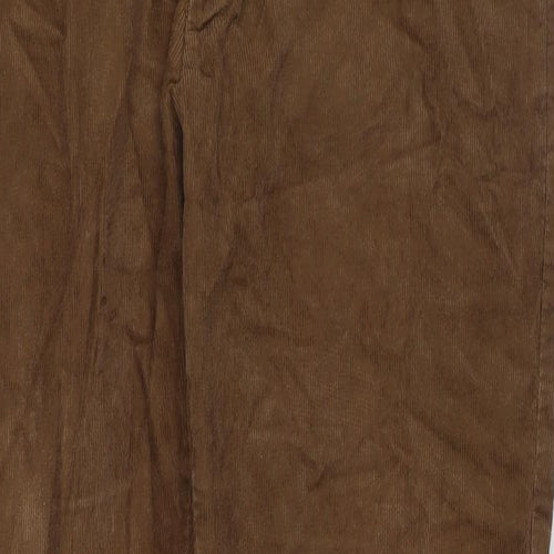 Marks and Spencer Mens Brown Cotton Trousers Size 38 in L31 in Regular Zip