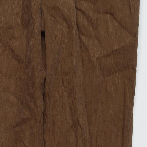 Marks and Spencer Mens Brown Cotton Trousers Size 38 in L31 in Regular Zip