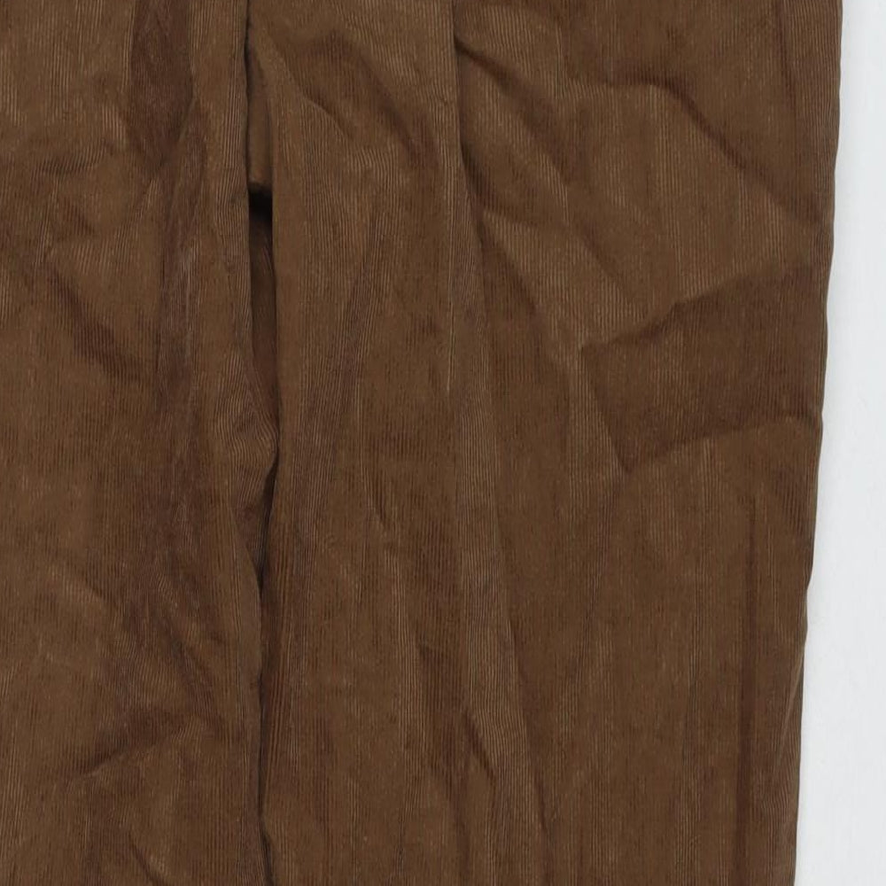 Marks and Spencer Mens Brown Cotton Trousers Size 38 in L31 in Regular Zip