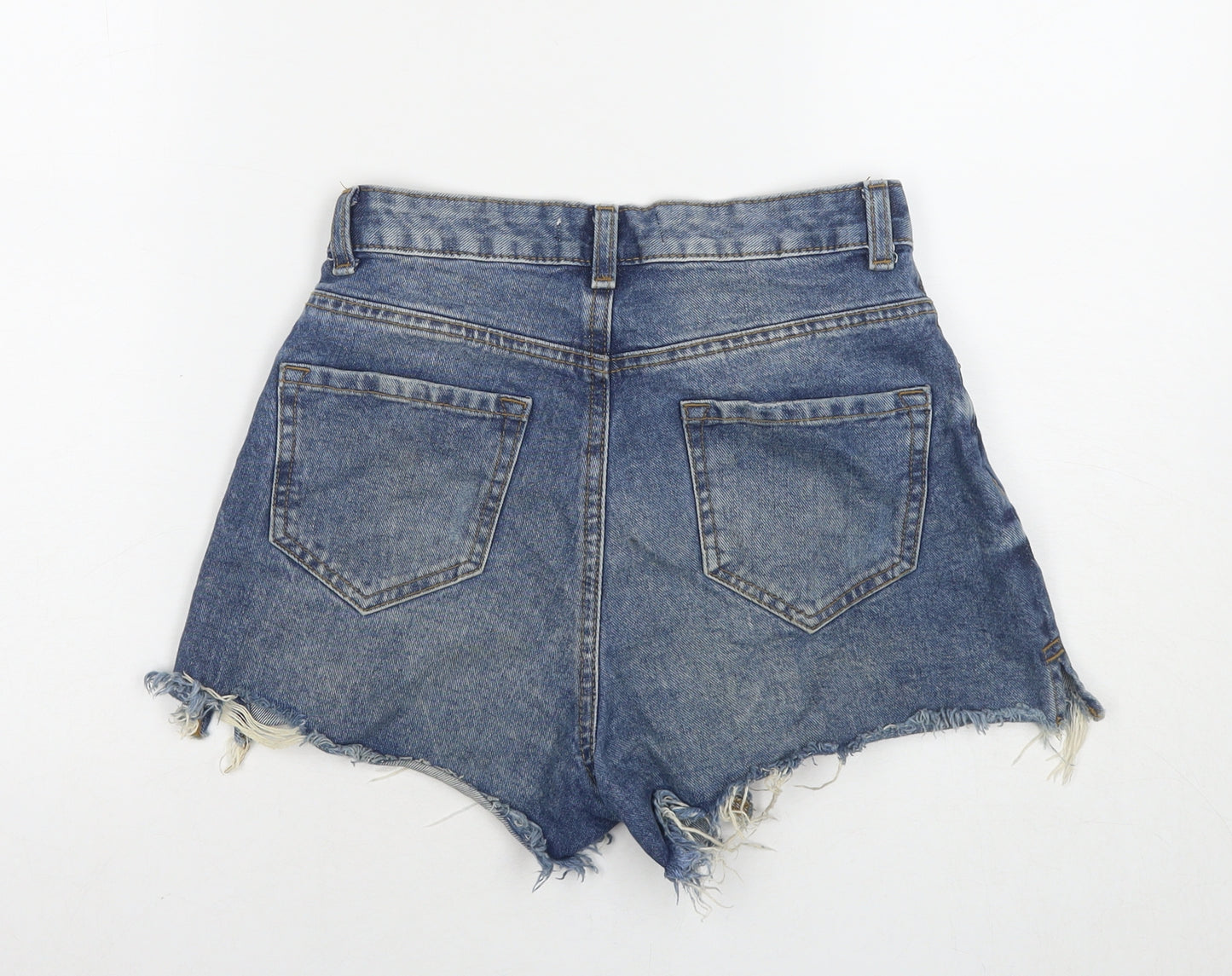 Denim & Co. Womens Blue Cotton Hot Pants Shorts Size 8 L3 in Regular Zip