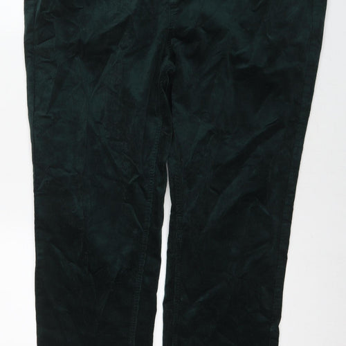 Marks and Spencer Womens Green Cotton Trousers Size 22 L30 in Regular Zip