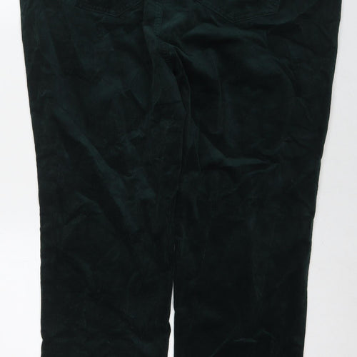 Marks and Spencer Womens Green Cotton Trousers Size 22 L30 in Regular Zip